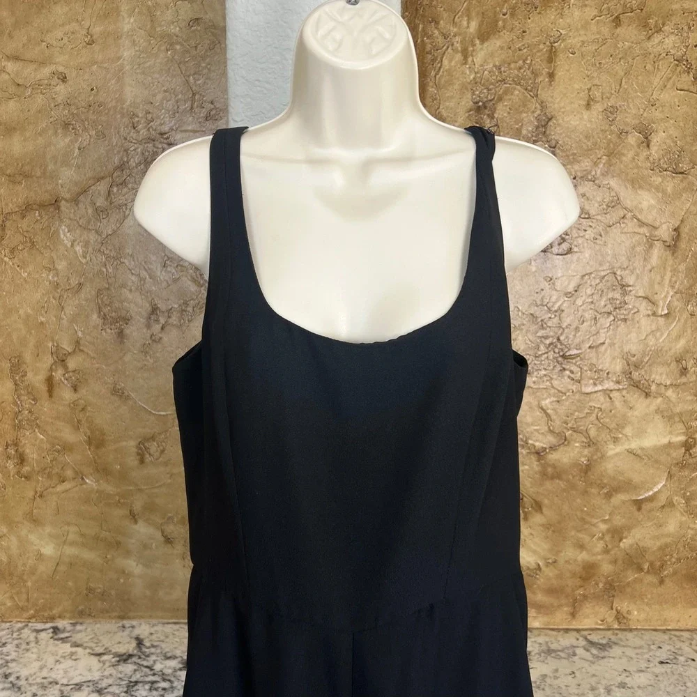 Banana Republic Jumpsuit Women 10 Black Wide Leg Sleeveless Scoop Neck Evening